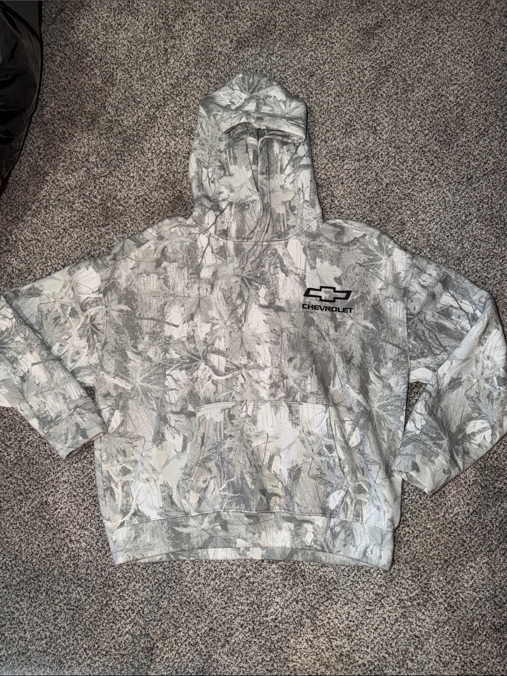 Hollister Grey Camouflage Pullover Hoodie with Chevrolet Logo